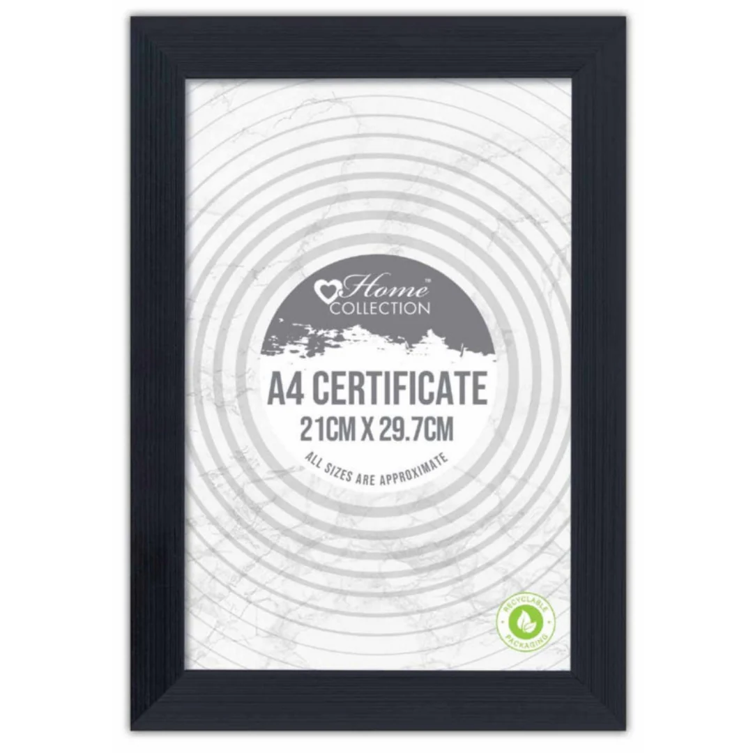 A4 Flat Black Frame – Elegant Certificate Frame