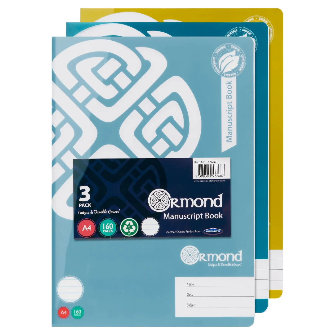 A4 Ormond 160-Page Manuscript Books  – Pack of 3