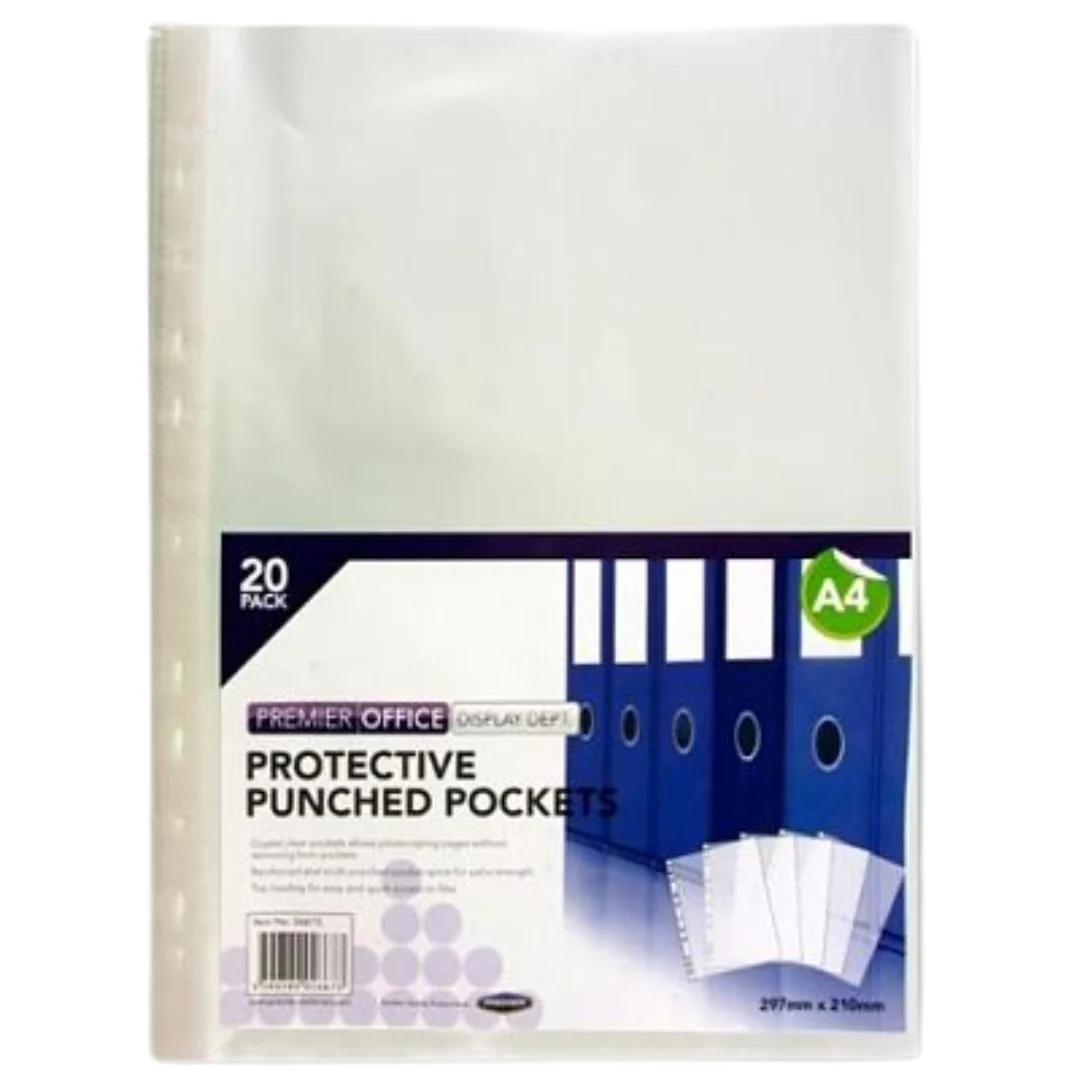 A4 Punched Pockets – 20 Pack