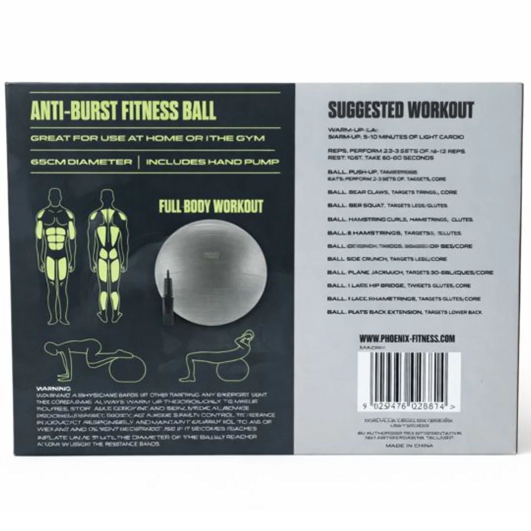 Anti-Burst Fitness Ball with Pump by Phoenix Fitness - Image 2