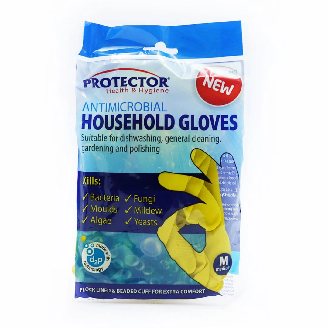 Antimicrobial Household Cleaning Gloves Medium - Reusable Rubber Dishwashing Gloves