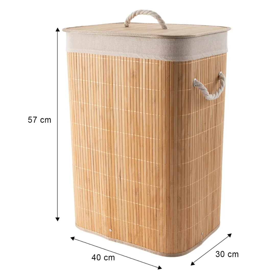 Bamboo Laundry Basket 40x30x57cm - Image 2