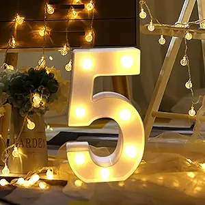 Battery Operated LED Number 5 Light