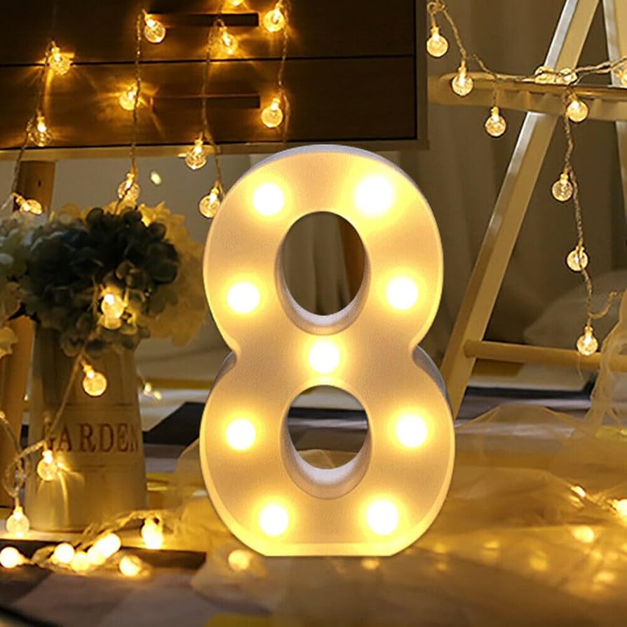 Battery Operated LED Number 8 Light