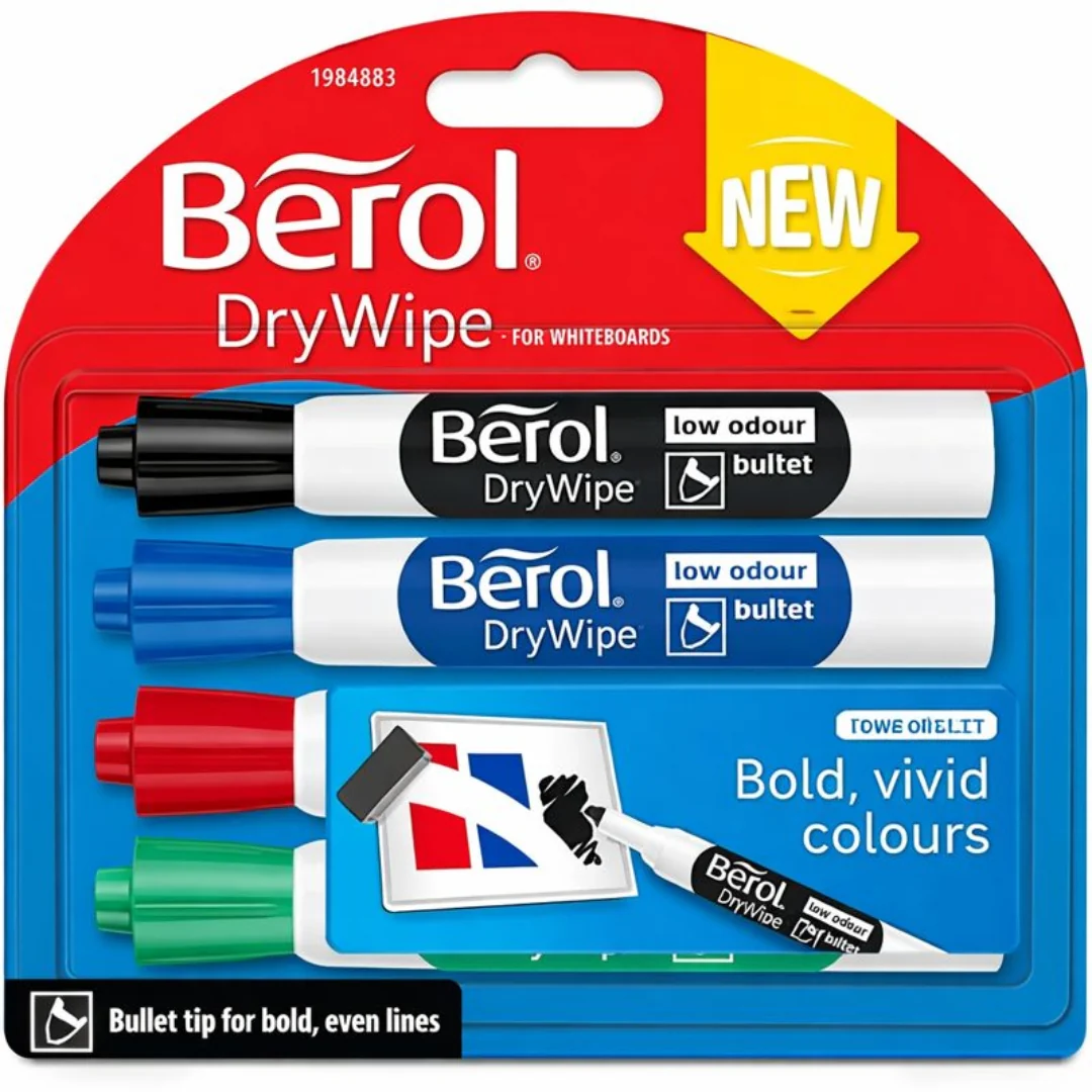 Berol 4PK Black Whiteboard Marker