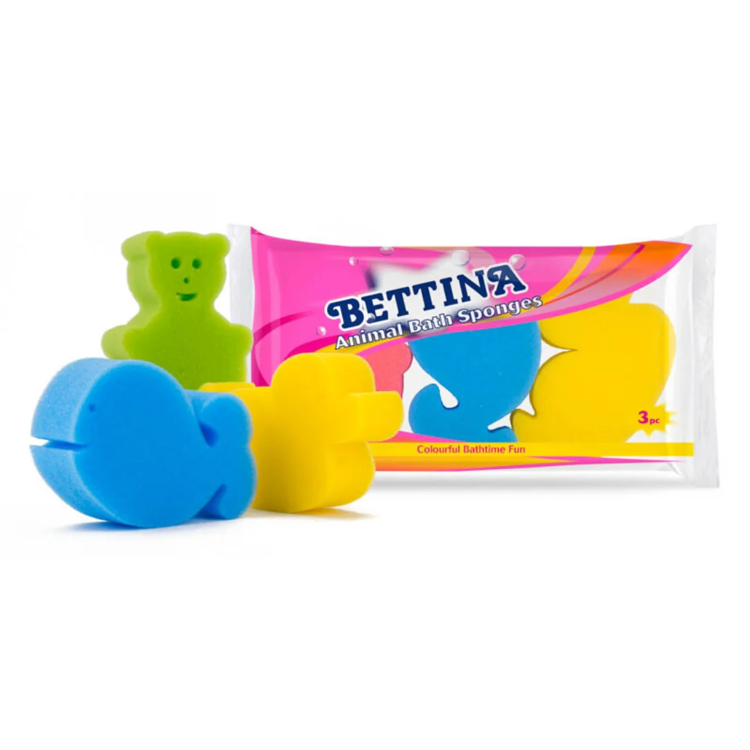 Bettina 3pc Fun Animal Bath Sponges