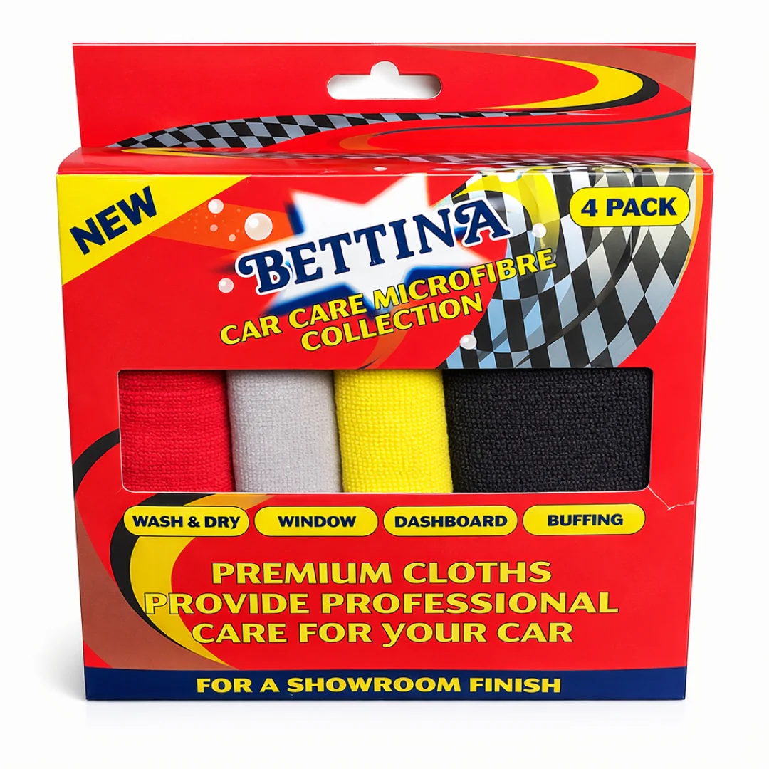 Bettina 4-Piece Car Care Microfibre Set Boxed