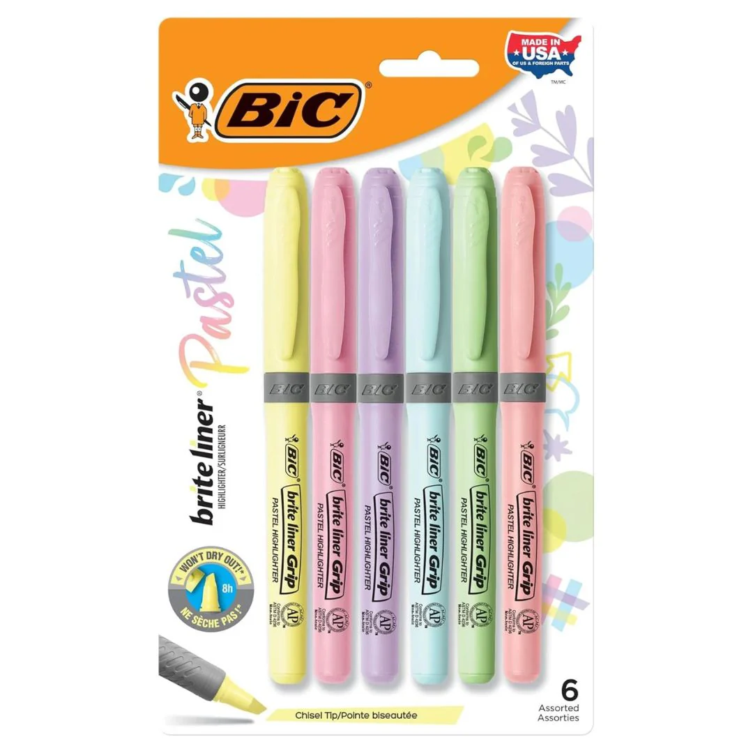 BIC Brite Liner Pastel Highlighters 6 Pack