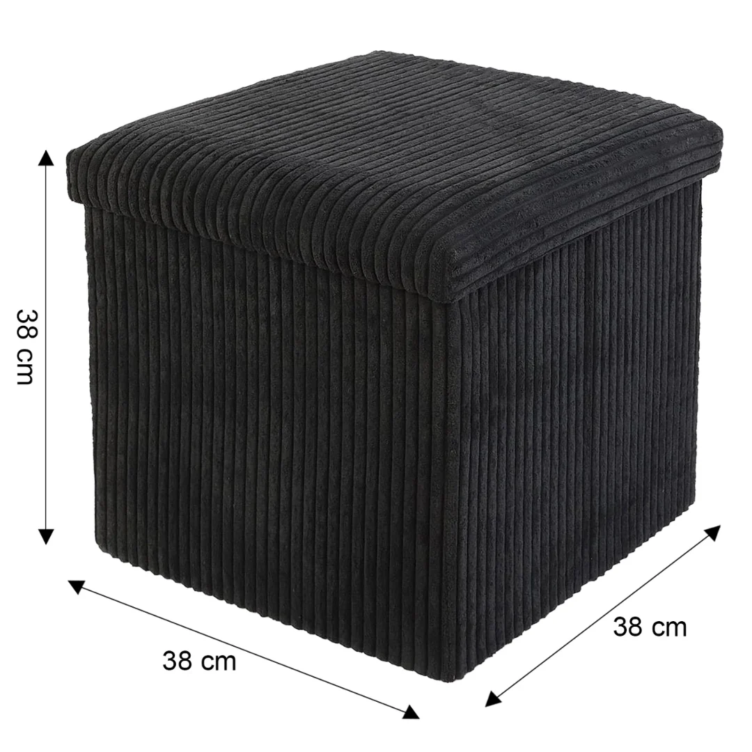 Black Corduroy Foot Stool - Image 5