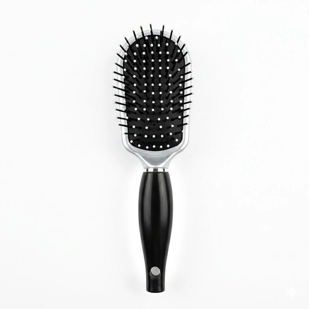 Black Hair Brush with Silver Head