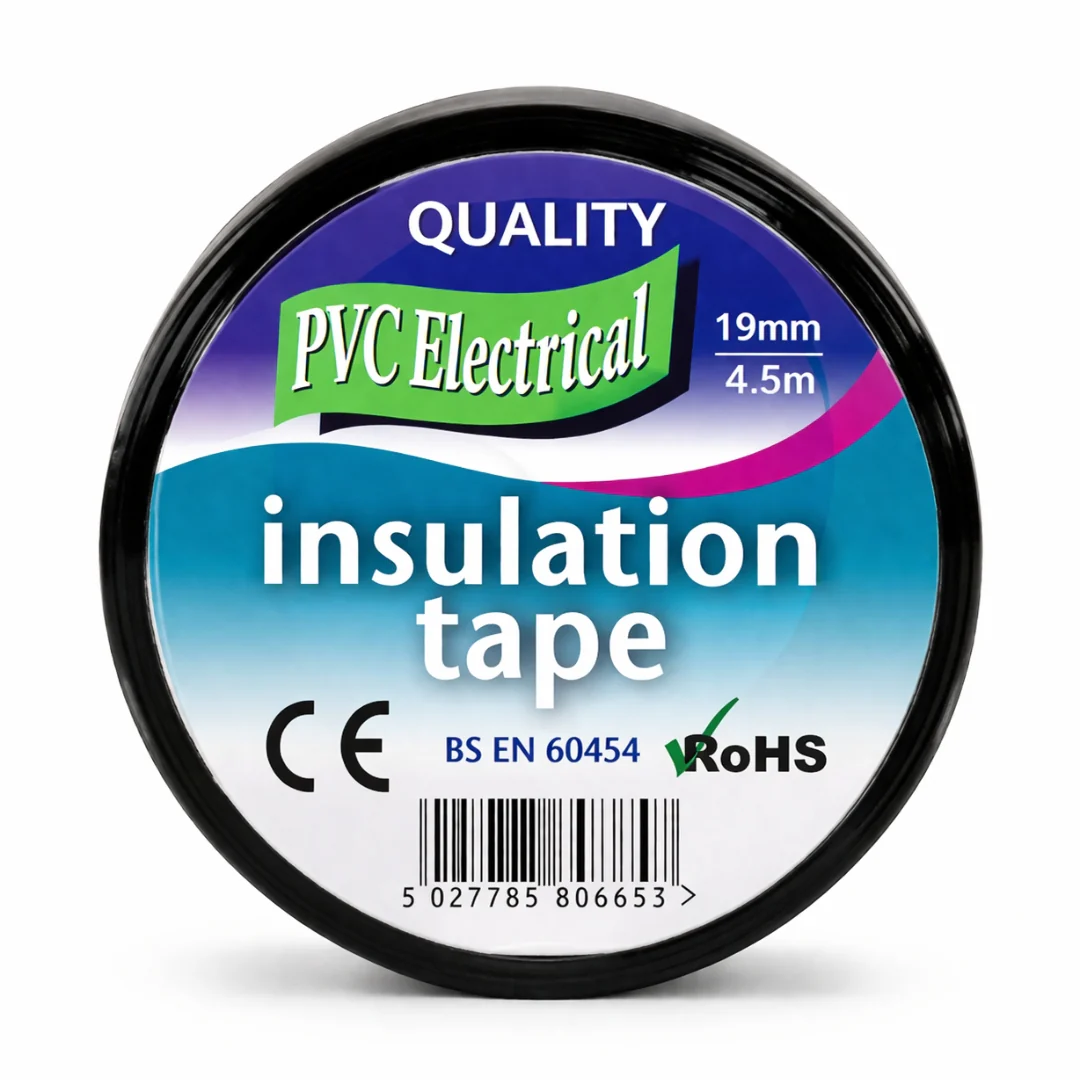 Black PVC Tape 19mm x 4.5m 8-Pack