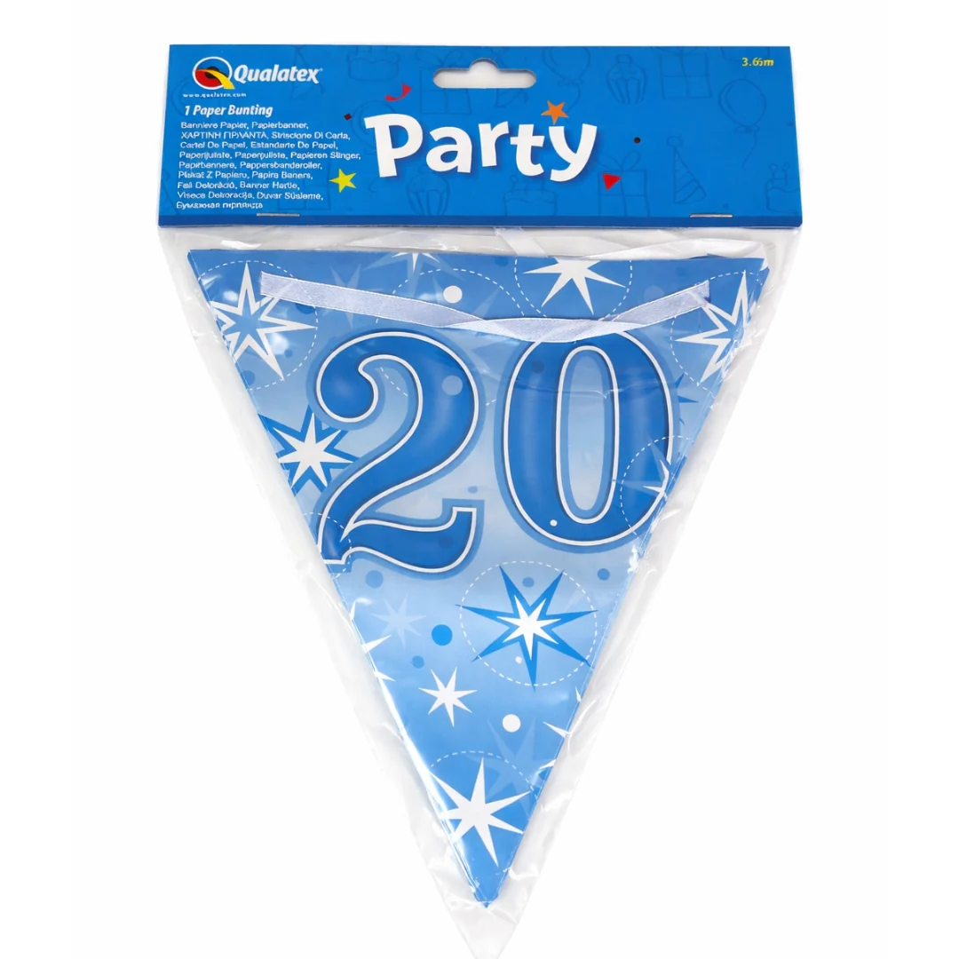 Blue Sparkle “Age 20” Flag Banner (160cm)