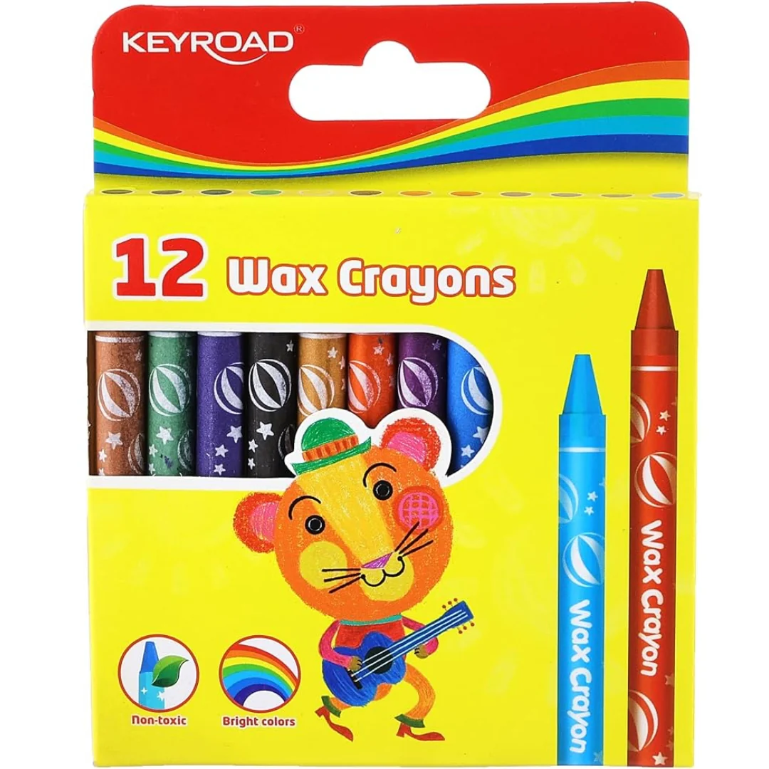 Box of 12 Wax Crayons – Assorted Colours