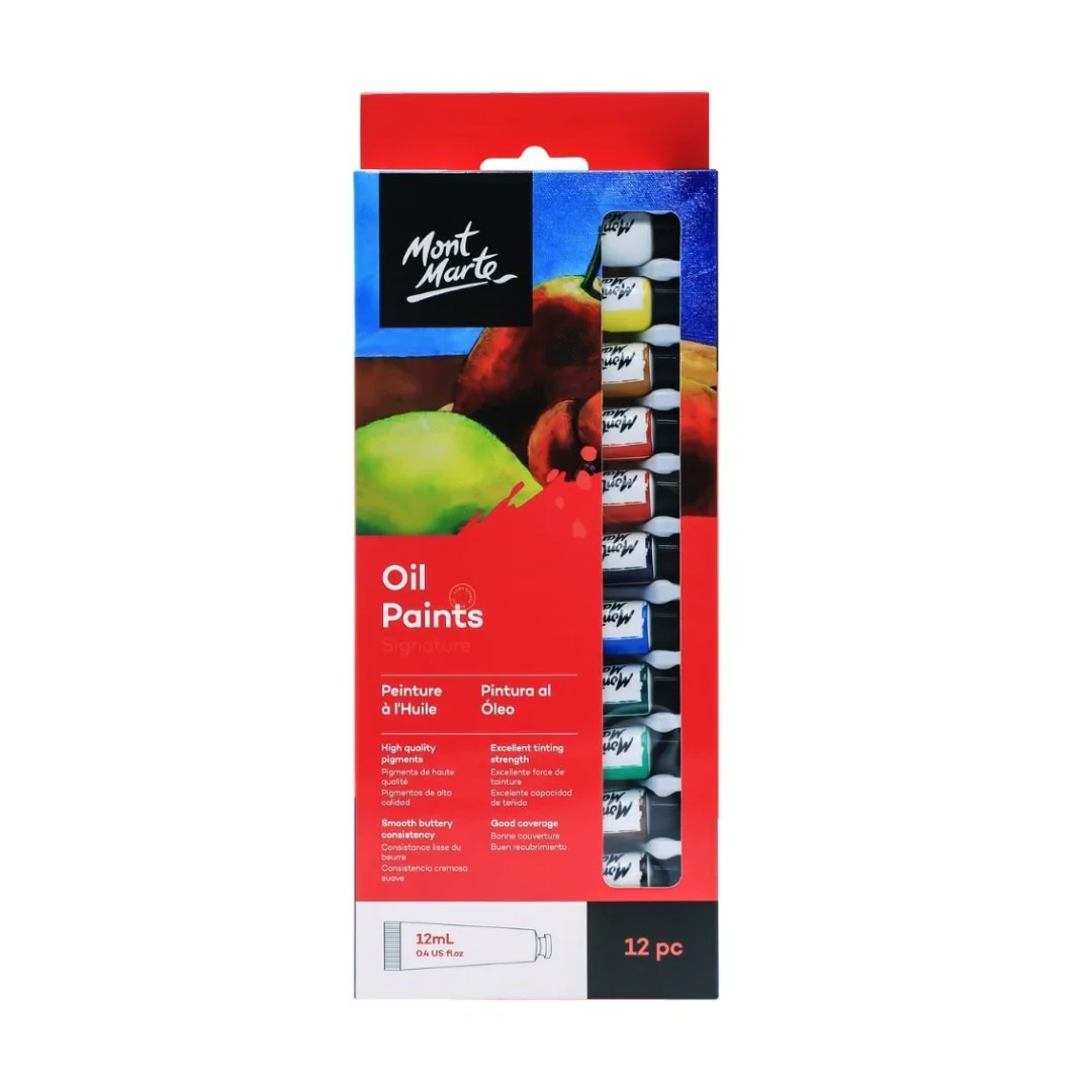 Box of 12 x 12ml Mont Marte Oil Paints