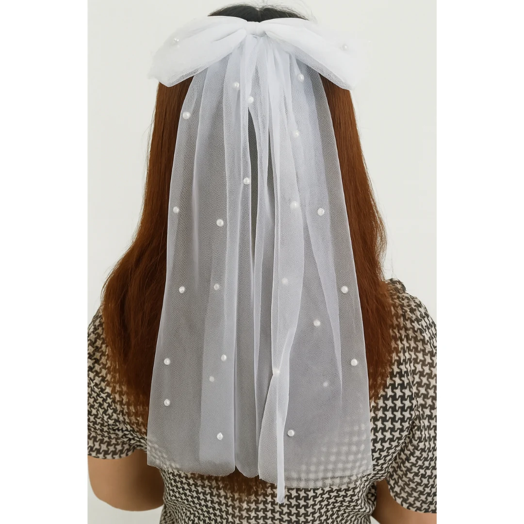 Bridal Bow Veil with Pearls