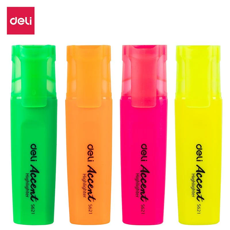 Bright Highlighter Chisel Tip 4 Pack by Deli - Image 2