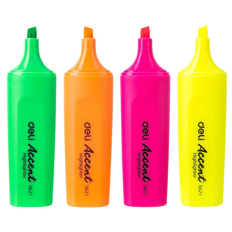 Bright Highlighter Chisel Tip 4 Pack by Deli - Image 3