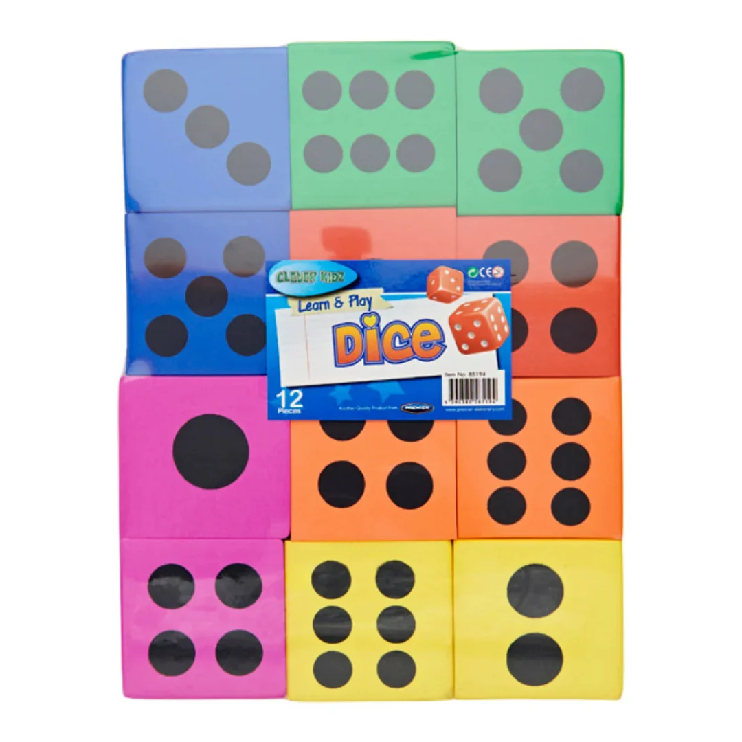 Clever Kidz EVA Dice Pack of 12
