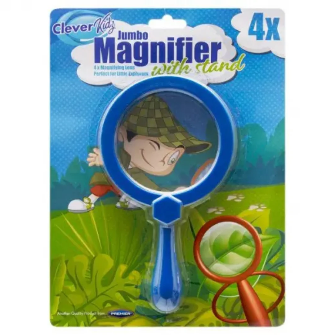 Clever Kidz Jumbo 4x Magnifier with Built-In Stand