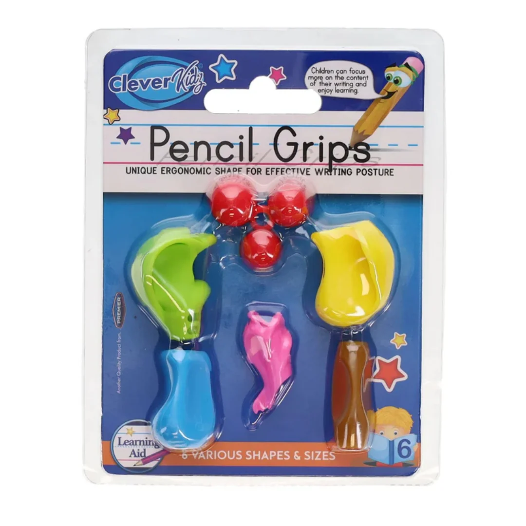 Clever Kidz Pencil Grips Assorted Pack of 6