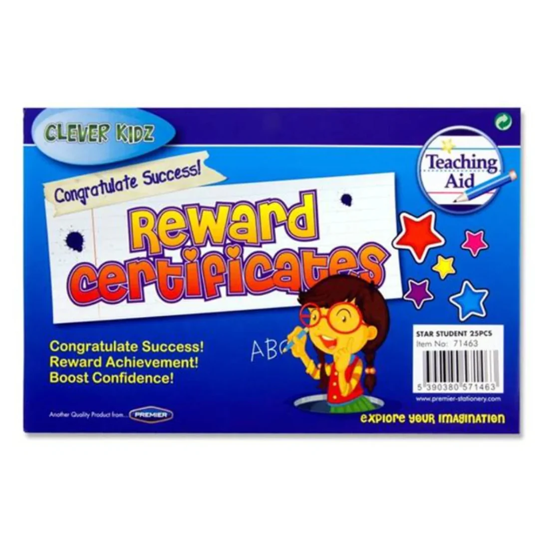 Clever Kidz Reward Certificates Star Student Pack of 25