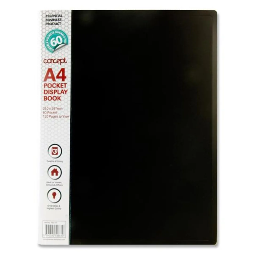 Concept A4 60-Pocket Display Book – Black