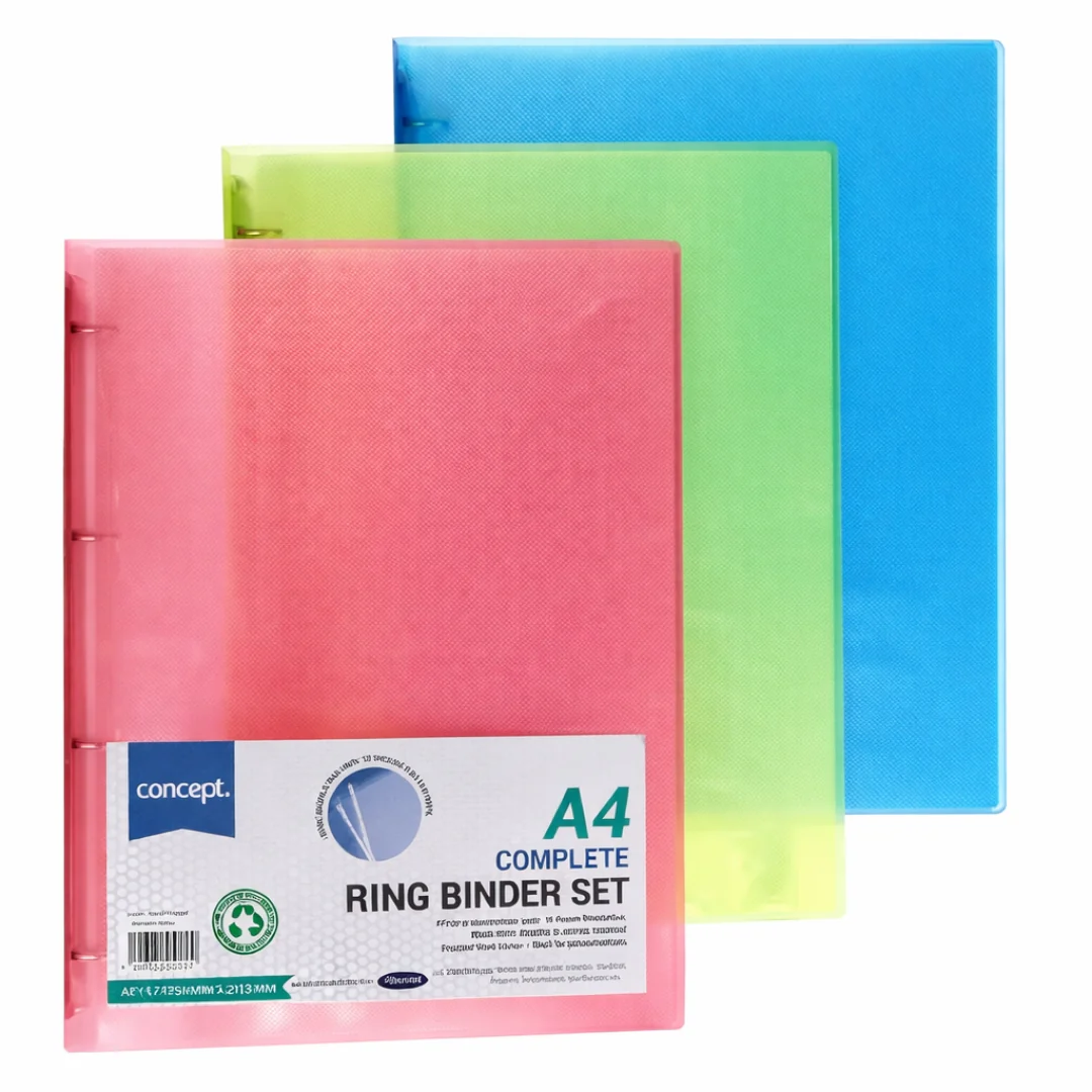 Concept A4 Ringbinder with 10 Punched Pockets Assorted