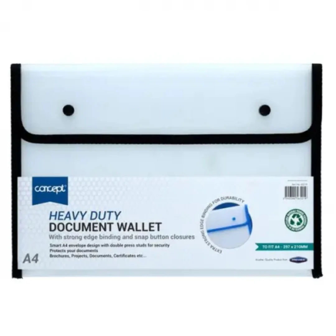 Concept A4 Heavy Duty Button Document Wallet Assorted - Image 2