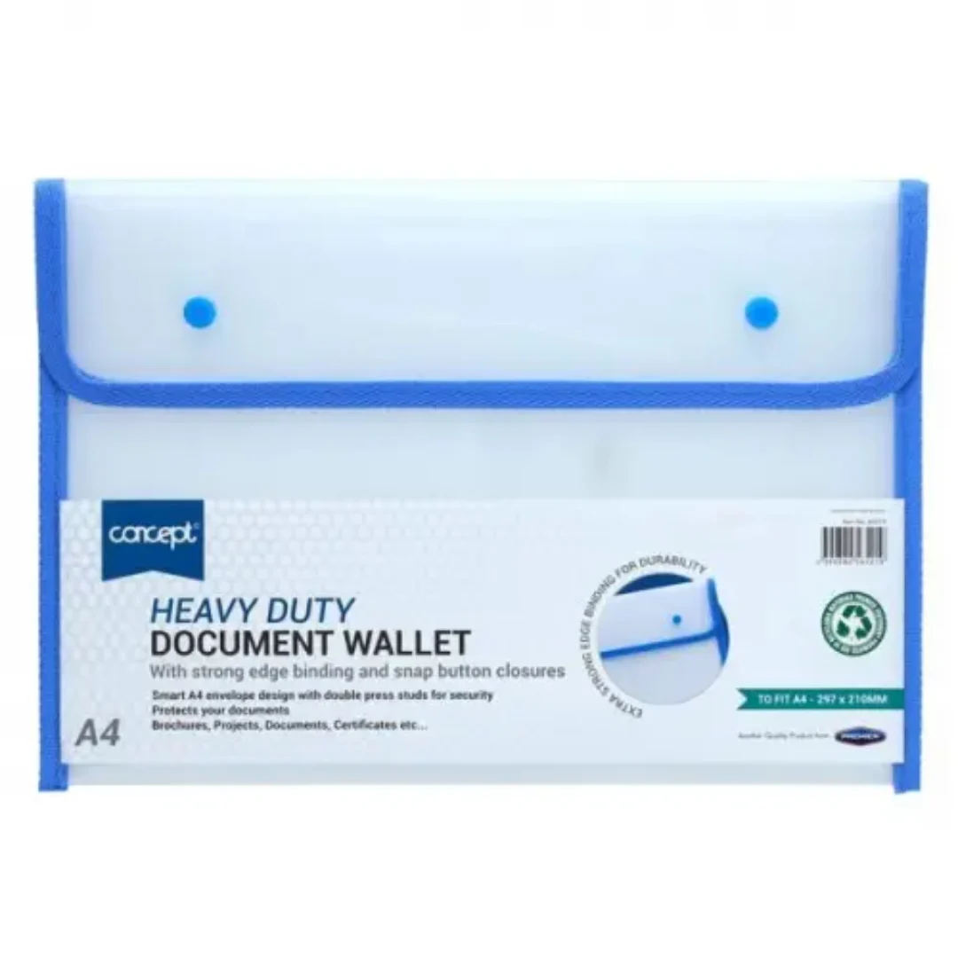 Concept A4 Heavy Duty Button Document Wallet Assorted - Image 3