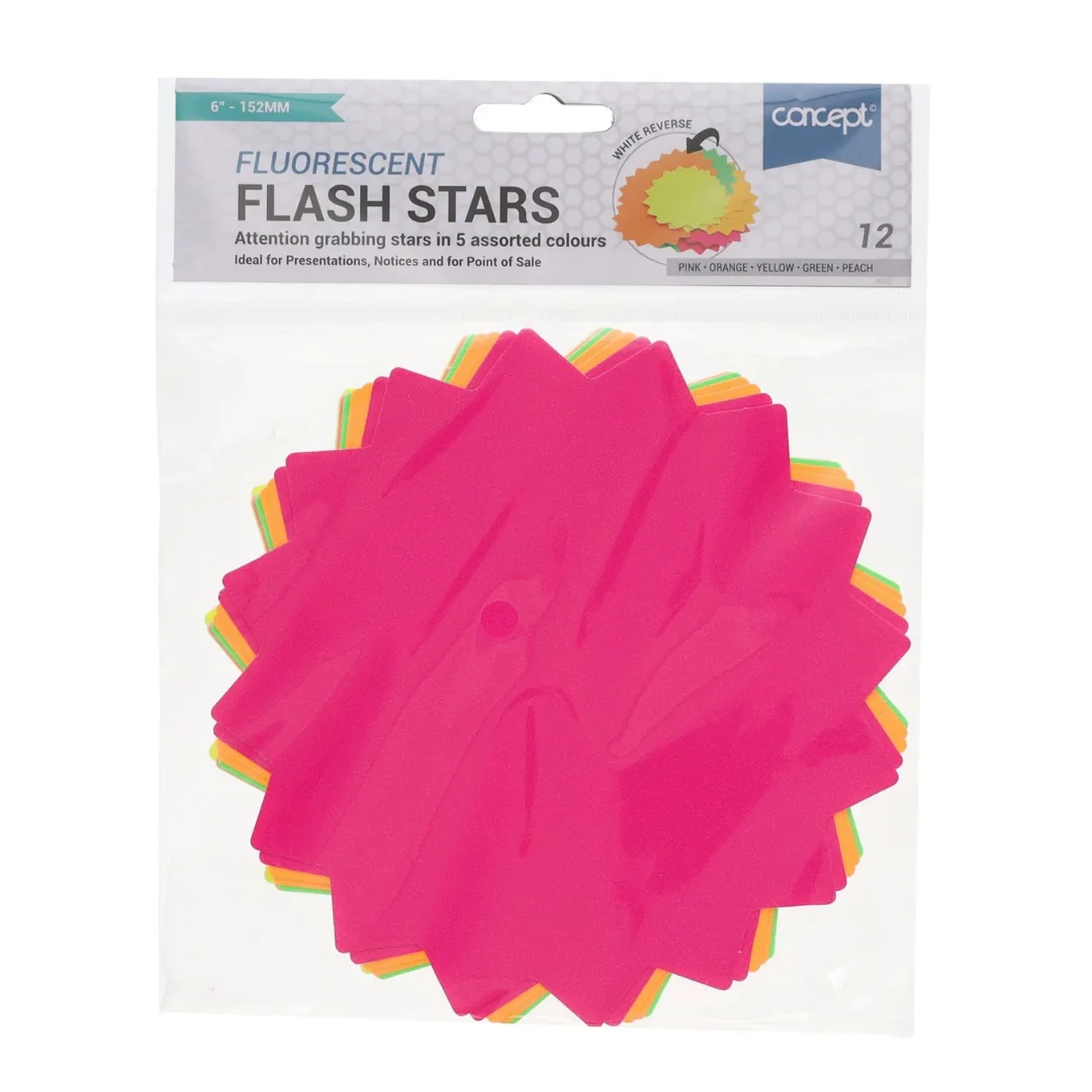 Concept Flash Stars 6 Inch Pack of 12