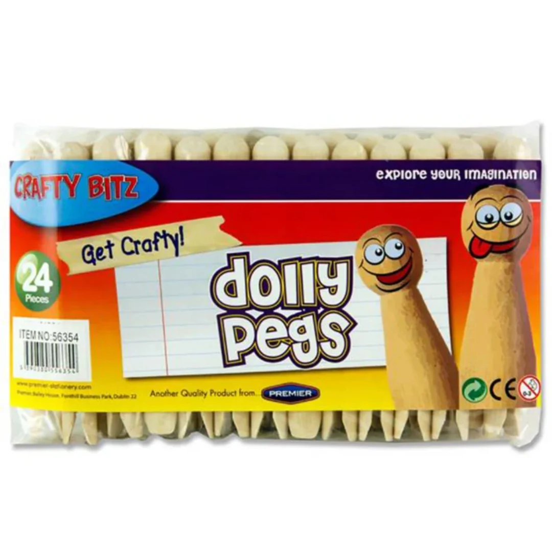 Crafty Bitz 24-Pack Natural Dolly Pegs