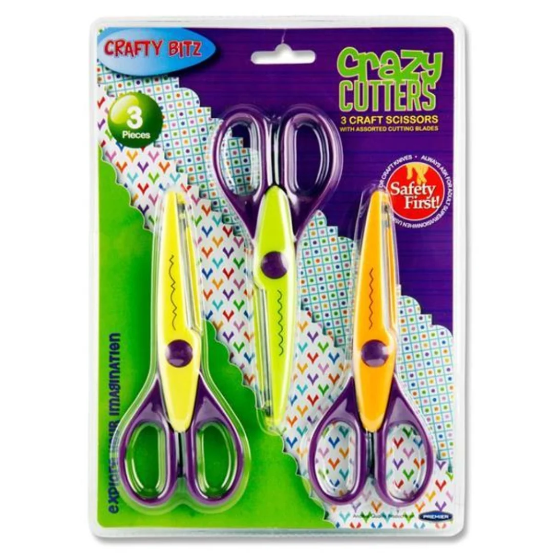 Crafty Bitz 3-Pack Crazy Cutters Craft Scissors