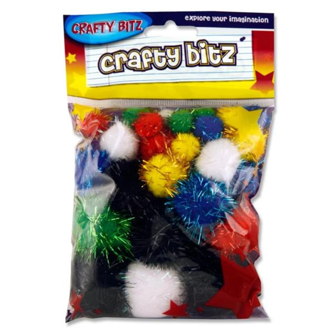 Crafty Bitz 30-Pack Glitter Pom Poms