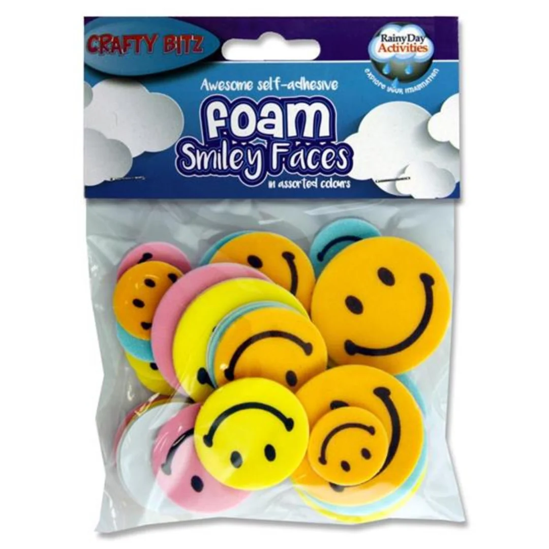 Crafty Bitz 30-Pack Smiley Faces Foam Stickers