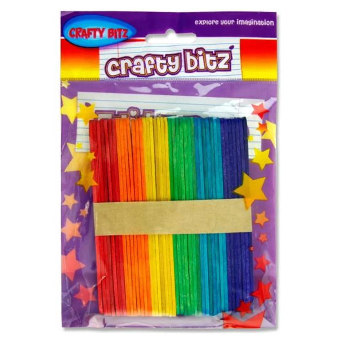 Crafty Bitz 42-Pack Coloured Lollipop Sticks