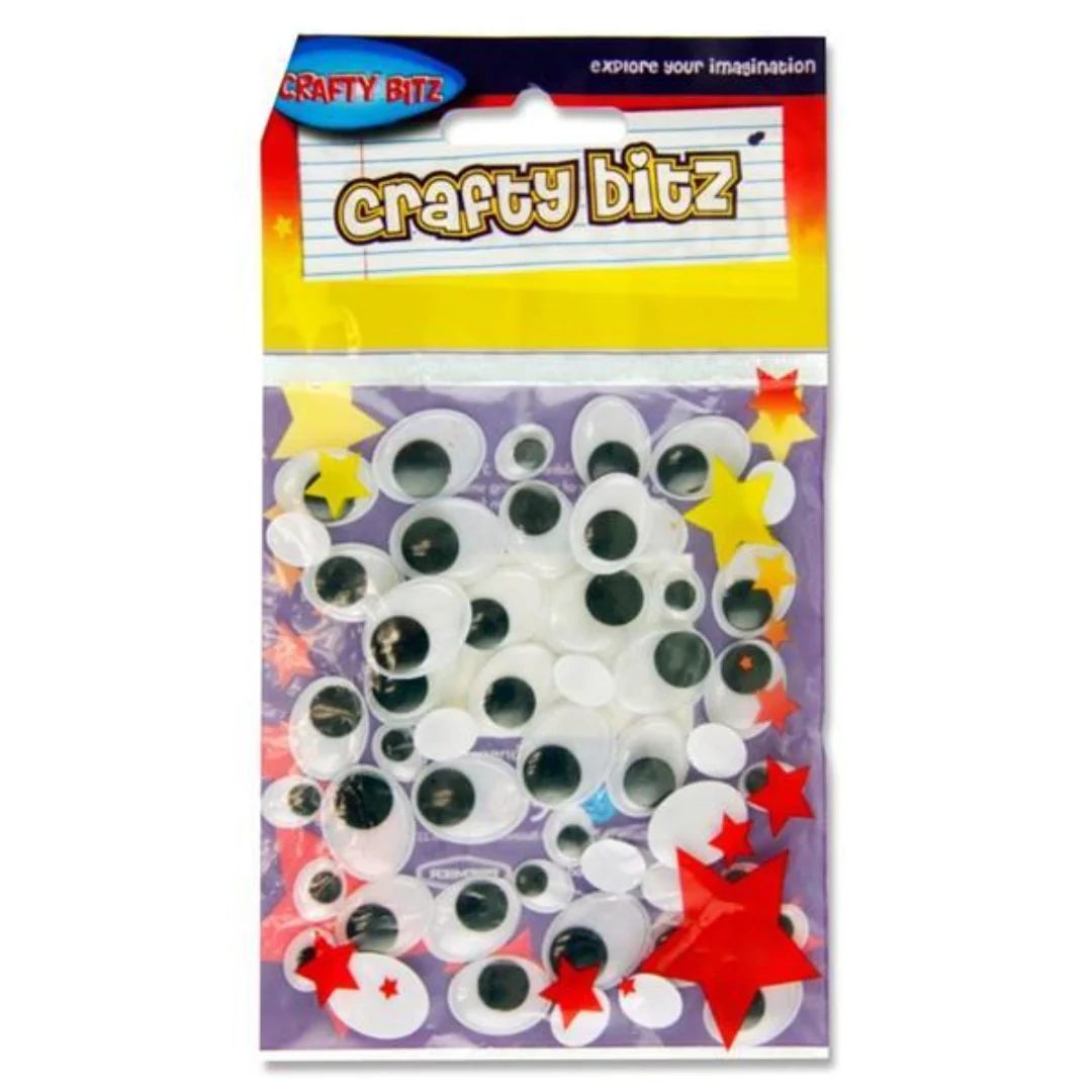 Crafty Bitz 50-Pack Oval Wiggle Googly Eyes