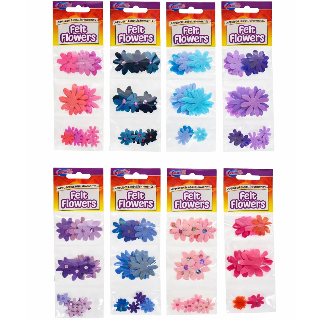 Crafty Bitz Assorted Felt Flowers 9-Pack