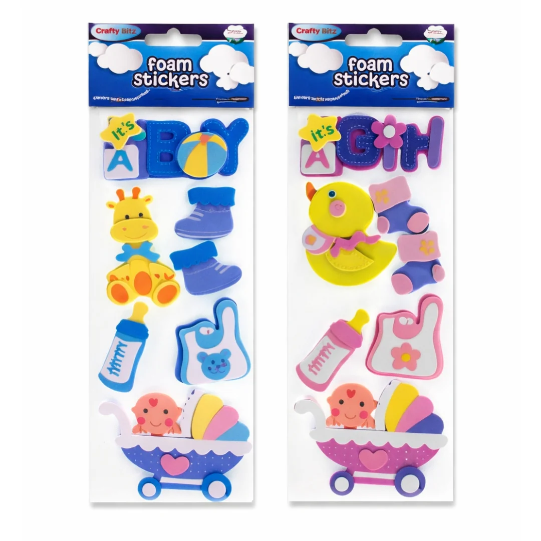 Crafty Bitz 3D Foam Stickers Baby Girl and Boy Assorted