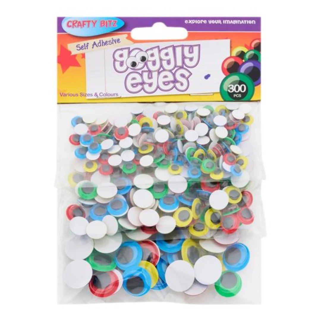 Crafty Bitz Pack of 300 Coloured Goggly Eyes