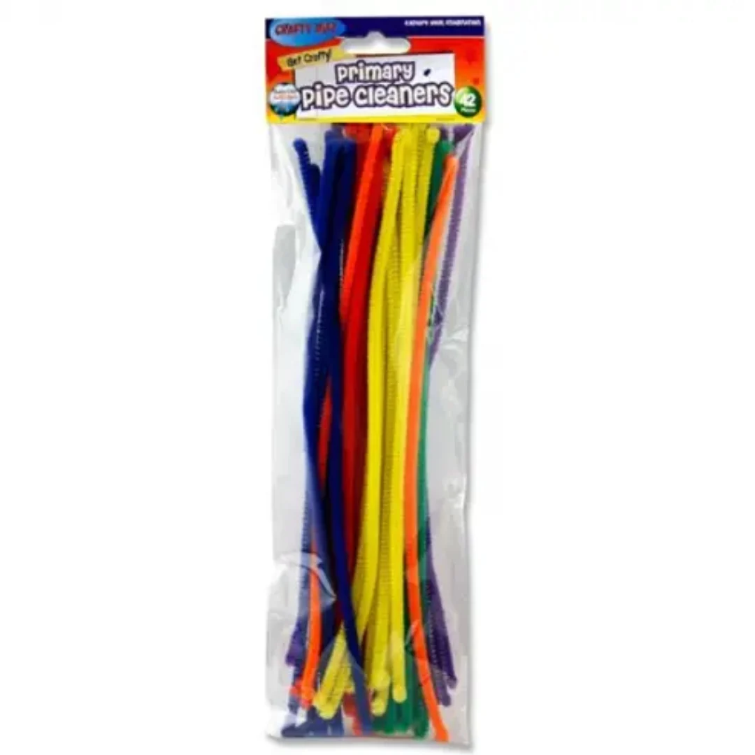 Crafty Bitz Pack of 42 Chenille Pipe Cleaners – Primary Colours