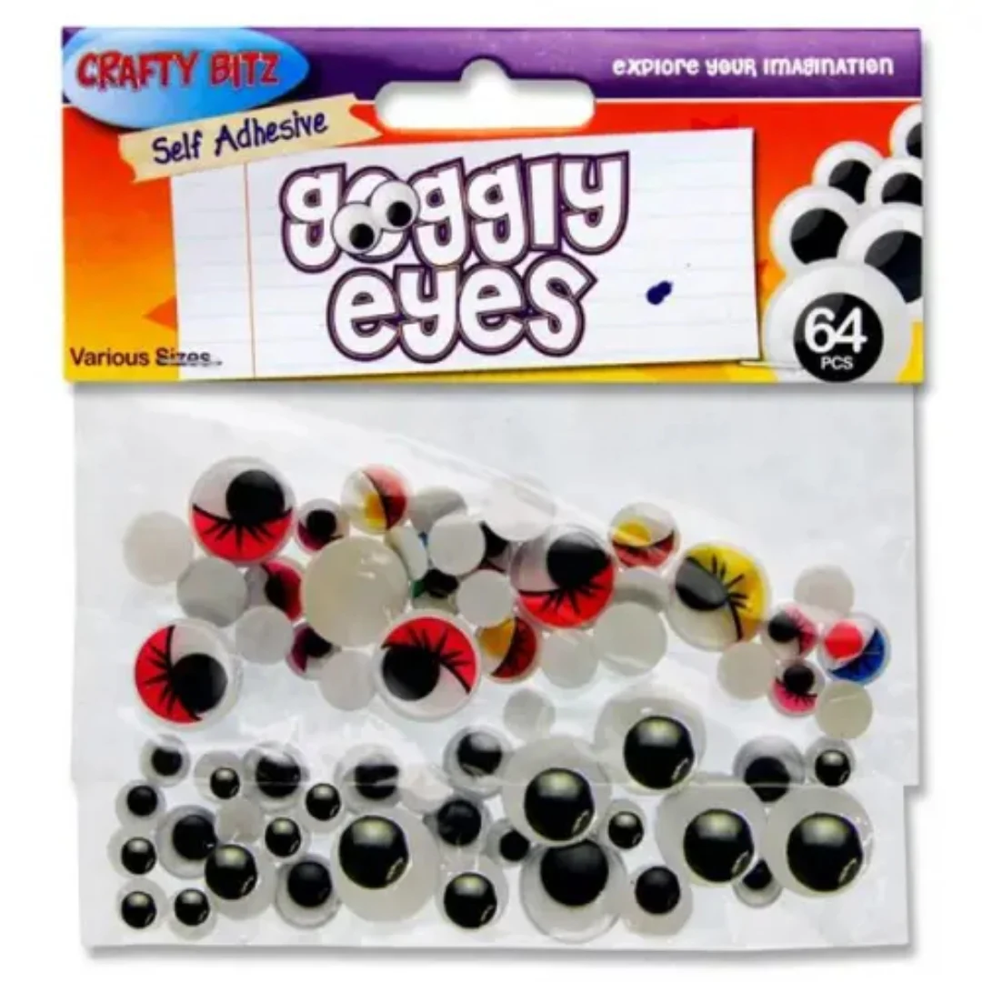 Crafty Bitz Pack of 64 Assorted Goggly Eyes