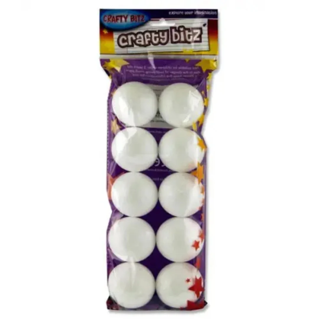 Crafty Bitz Styrofoam Balls 50mm Pack of 10