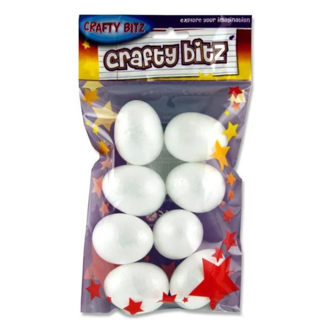 Crafty Bitz Styrofoam Eggs 50mm Pack of 8