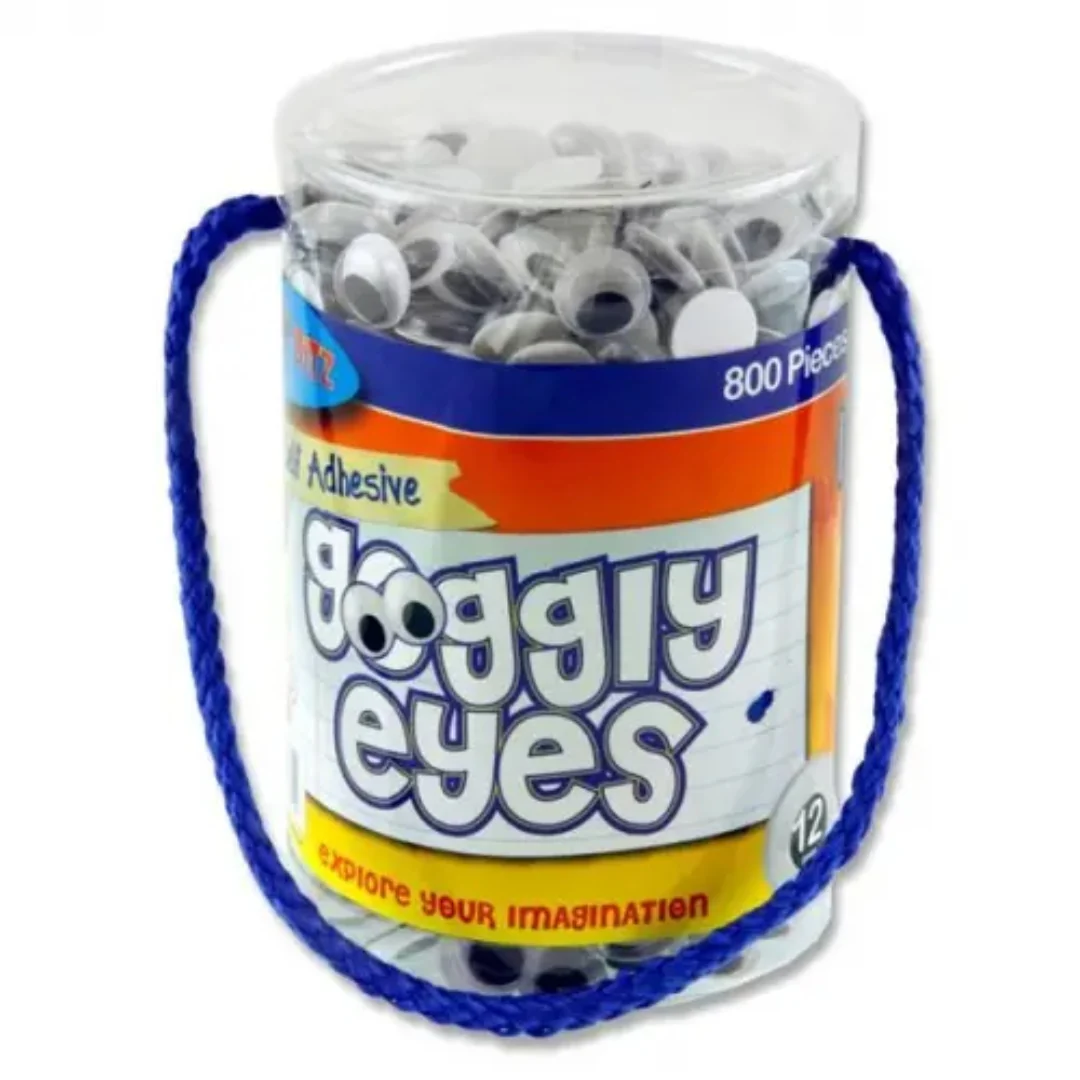 Crafty Bitz Tub 800 Self-Adhesive Goggly Eyes - 12mm