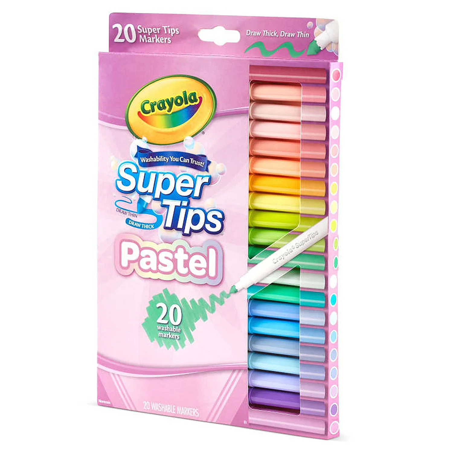 Crayola Supertips Markers – 20-Pack Pastel Edition