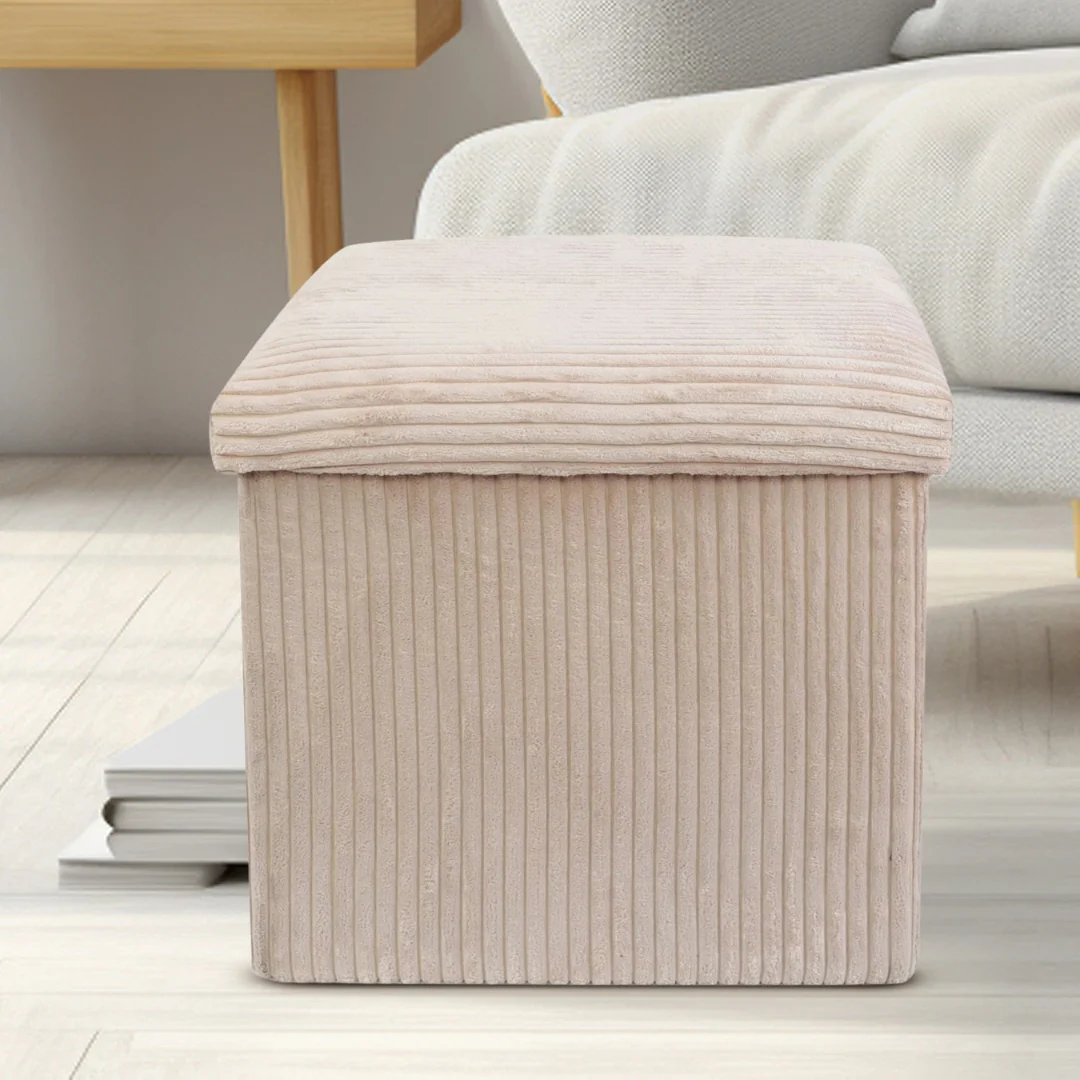 Cream Corduroy Foot Stool - Image 3