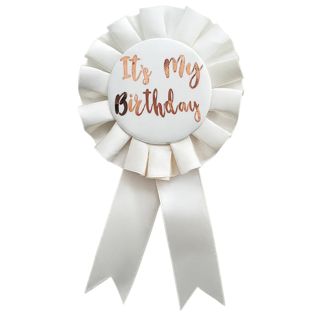 Cream & Gold "It's My Birthday" Rosette