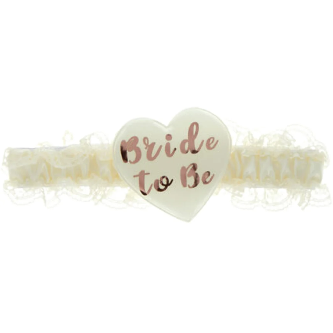 Cream & Rose Gold 'Bride to Be' Garter