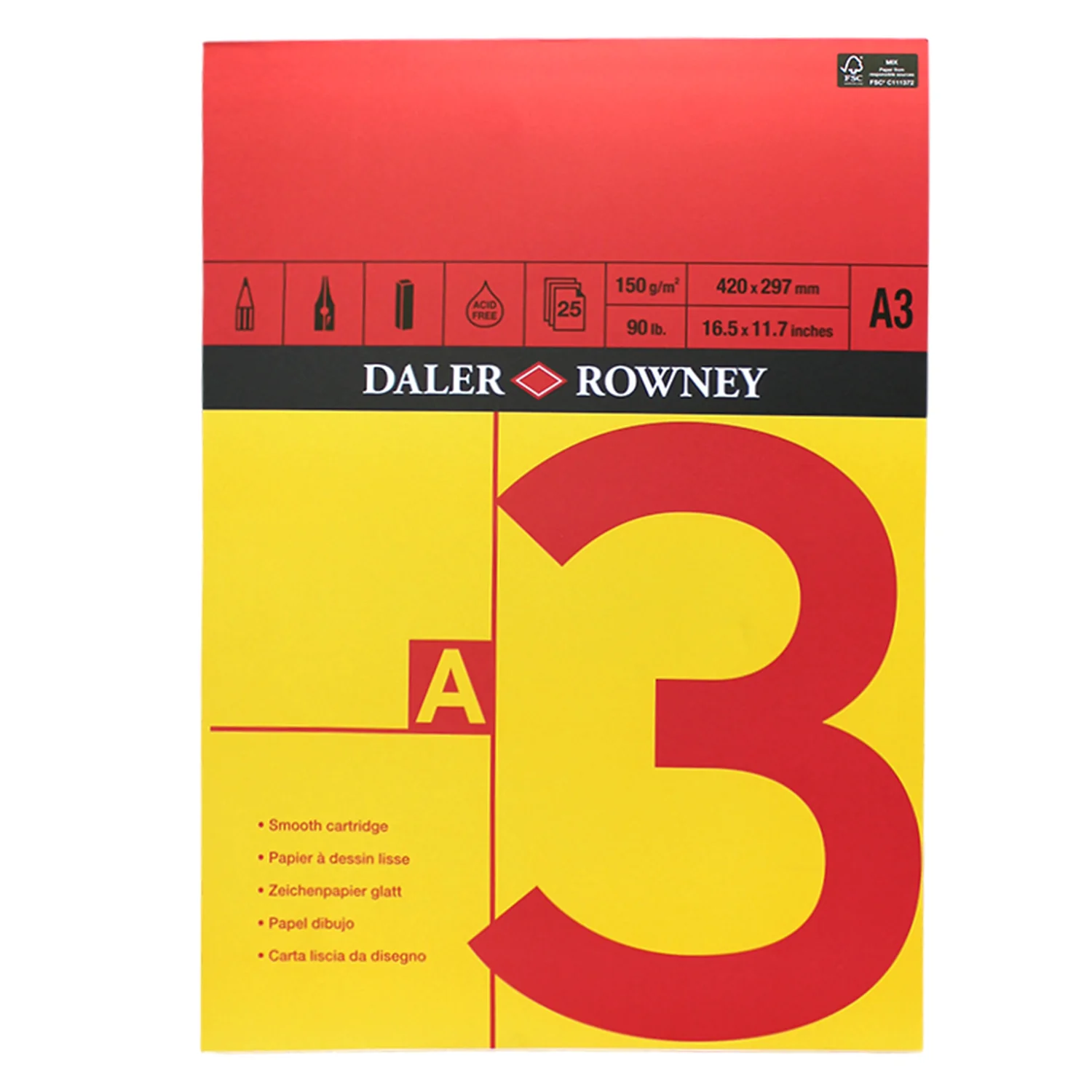 Daler A3 Drawing Pad – 150gsm, 25 Sheets