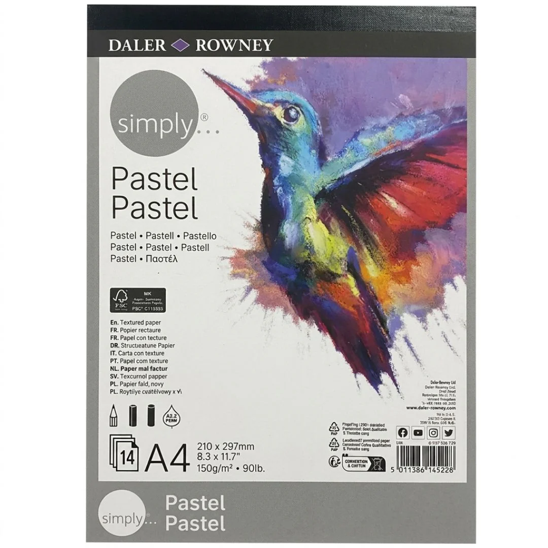 Daler Rowney Simply A4 Pastel Pad 14 Sheets - 150gsm Textured Art Paper
